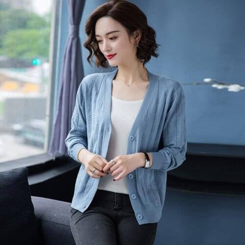 High Quality Women Long Sleeve Wool Cardigan Elegant V-Neck Cashmere Knit Coat