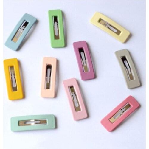 1Pcs Fashion Women Girls Candy Color Square Hair Clip BB Hairpins Metal Barrettes Styling Tools Hair Accessories for Daily Life