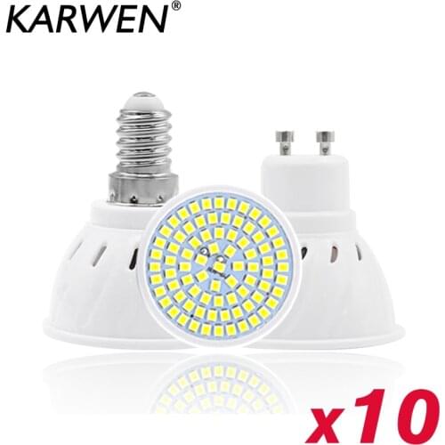 10pcs/lot GU10 E27 E14 MR16 LED Lamp Spotlight Bulb 48 60 80leds lampara 220V GU10 bombillas led MR16 Lampada Spotlight