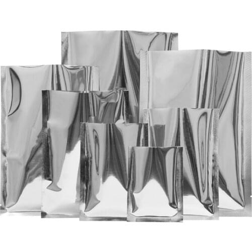 100Pcs/Lot Silver Open Top Heat Sealable Bags For Samples Clear Food Grade Plastic Pouch Flat Mylar Aluminum Foil Bag Packaging