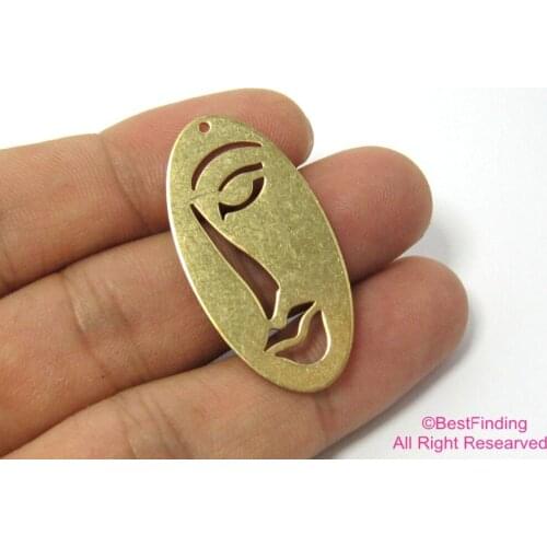 Brass face charm 38x19mm Raw brass earrings pendant findings -20pcs R090