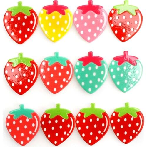 30Pcs New Kawaii Resin Strawberry Candy Flower Resin Mixed Color Strawberry For Fashion Resina Crafts, DIY Home Decoration