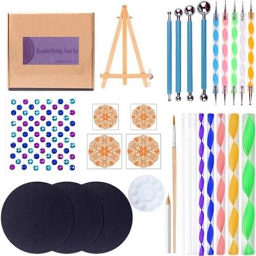31PCS Mandala Dotting Tools Nail Art Brushes Paint Tray Paint Brushes Rock Painting Canvas Rocks Fabrics Art Dotting Tool Set
