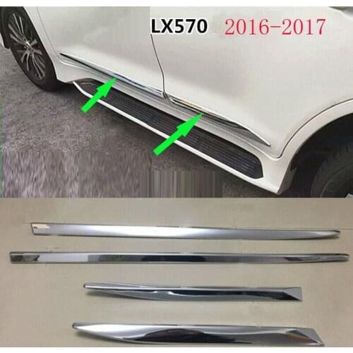 For LEXUS LX570 2016-2017 Car ABS Silver Door Body Anticollision Strip Covers 4pcs
