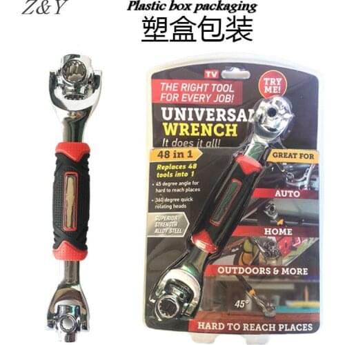 48in1 Stainless steel Multipurpose Bolt Wrench 360 Degree Rotation Multifunctional Spanner Universal Wrench Car Repair Hand Tool