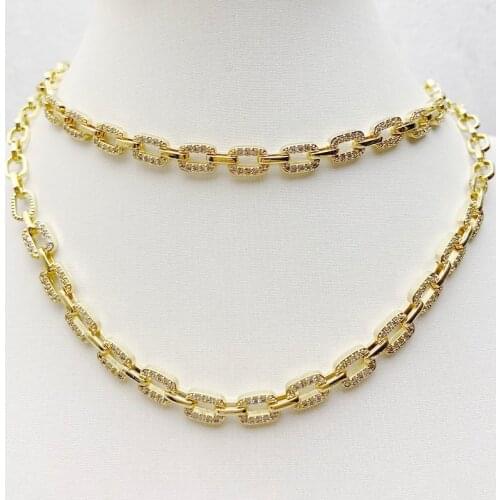 5 Pcs Necklace Zircon Chain Geometric zircon Gold color zircon Long necklace Jewelry Necklace jewelry Women Bracelet 8336