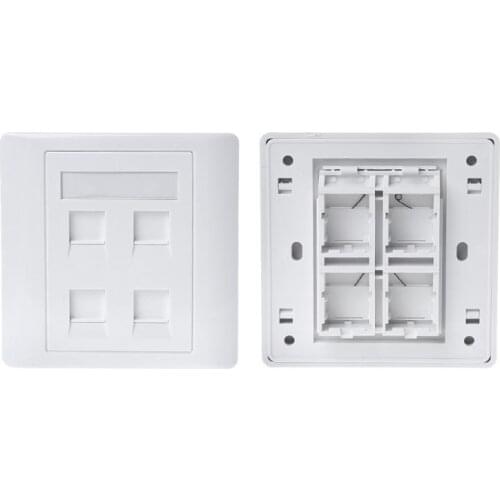 86 Type White Faceplate Wall Plate Socket Four Ports Network LAN Telephone Panel RJ45 Plug Retailsale