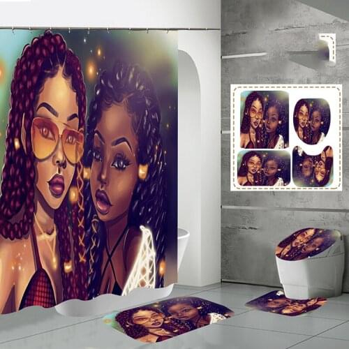 American african woman girl Waterproof Bathroom Shower Curtain Sets in the Bathroom for Modern Accessory Bathroom Bath Products