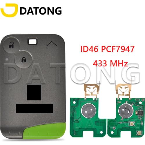 Datong World Car Remote Key For Renault Laguna Espace Vel-Satis 2001-2009 PCF7947 Chip 433 Mhz Auto Smart Control Card Place Key
