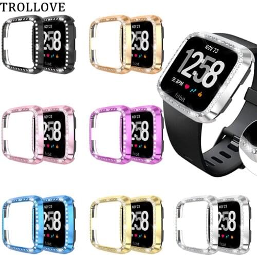 Diamond Watch Case For Fitbit Versa / Versa Lite Bumper Smart Watch Strap Accessories PC Protection Shell Protective Cover Frame