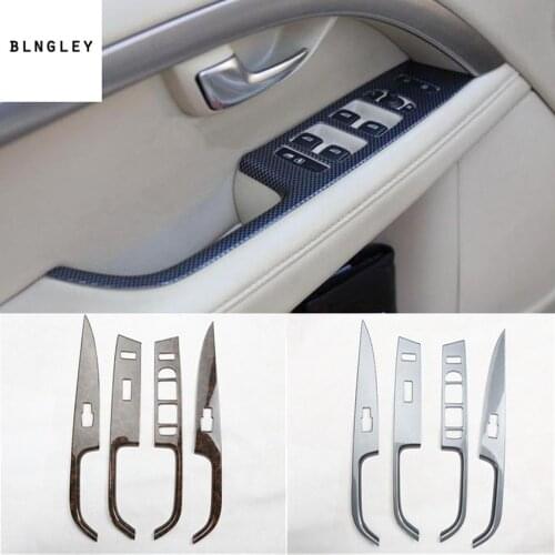 4pcs/lot ABS carbon fiber grain or wooden grain car window lift panel decoration cover for 2007-2016 Volvo S80