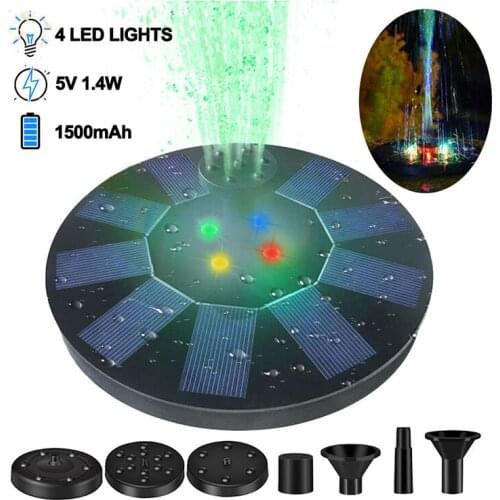 Floating Solar Pump Fountain 5V/1.4W Solar Panel Powered Fountain With 4 Nozzles For Pond Swimming Pool Outdoor Garden Decoratio