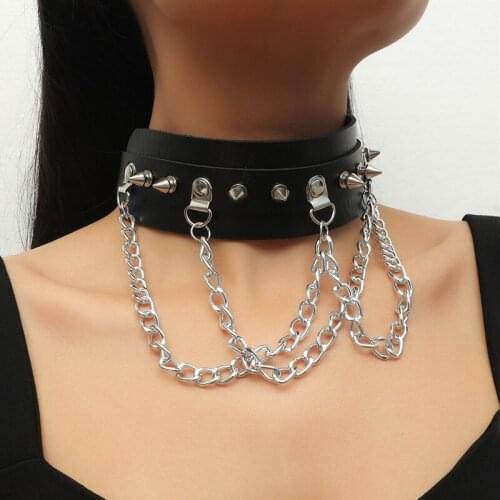 Chocker Sexy Heart Lock Key Rivets Black Goth StreetSexy Punk Egirl Choker Collar Heartbreak Love Double Leather Necklace Neck