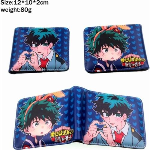 Anime My Boku No Hero Academia Midoriya Izuku Bifold Pu Short Wallet Leather Photo Card Holder Layers Boys Zip Pocket Coin Purse