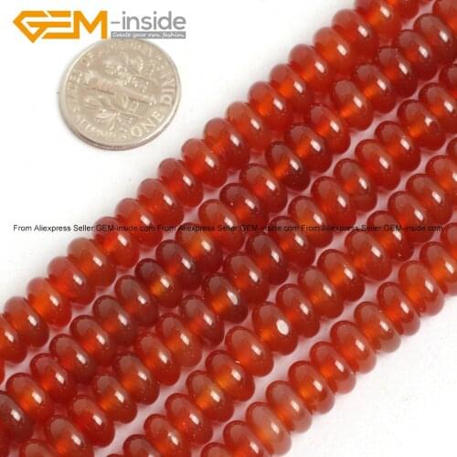 Gem-inside Natural Red Agates Spacer Heishi Roundelle Disc Stone carnelian Beads For Jewelry Making 8X12mm 15inche DIY Jewellery