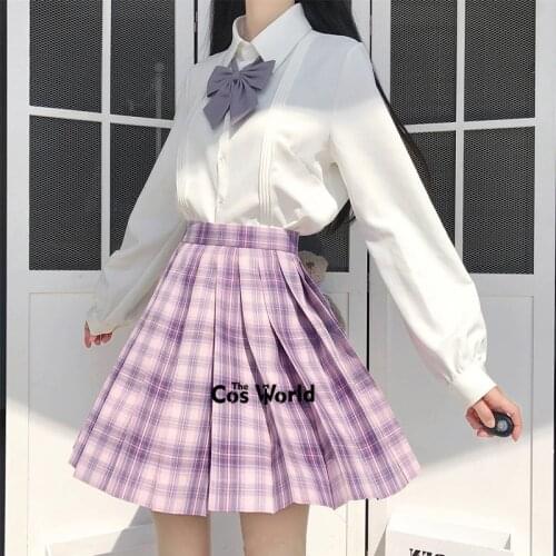 [5CM/s] Girls Summer High Waist Pleated Skirts Plaid Skirts Women Dress For JK School Uniform Students Cloths