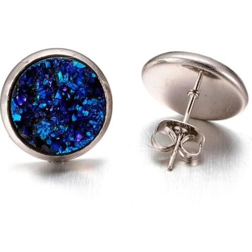 2019 Fashion 1 Pair Resin Druzy Stud Earring Crystal Faux Earrings Christmas Party Xmas Valentines Mothers Day Gift for Women