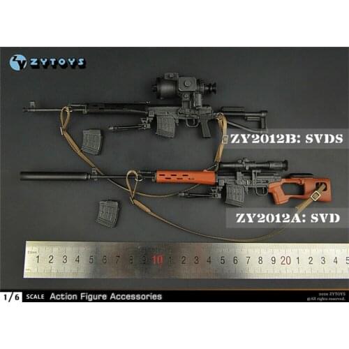 1/6 Gun Weapon Model Toy ZYTOYS ZY2012 SVD/SVDS Fit 12'' Solider Figure