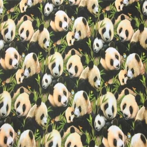 Cartoon Panda Print 100% Cotton Fabric for Boy Clothes Hometextile Cushion Cover Needlework Material Handmade Crafts DIY