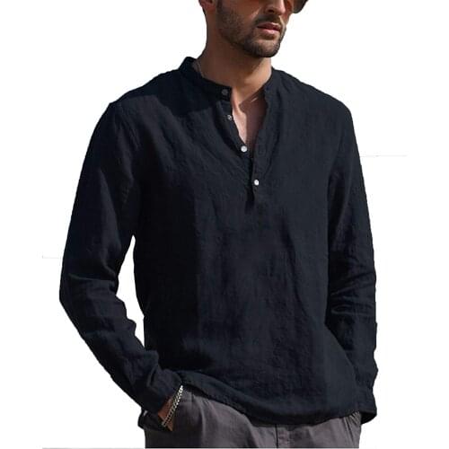 Mens Cotton Linen Shirts Casual Long Sleeve Shirts Autumn Spring Cotton Linen Blouse Shirts Handsome Men Shirt