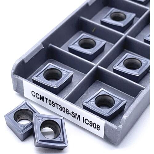 10PCS CCMT09T308 SM IC907 External Turning Tools CCMT 09T308 Carbide insert Lathe cutter Tool Tokarnyy turning insert