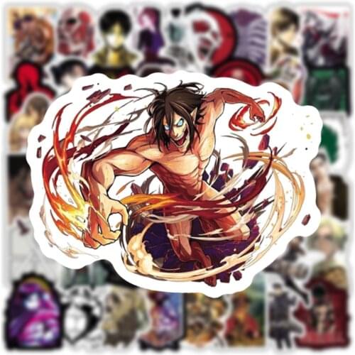 50 PCS Attack on Titan 4 Anime Japanese Cartoon Stickers for Car Styling Bike Motorcycle Phone Laptop Travel Luggage Cool Decal