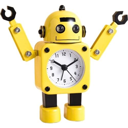 Non-Ticking Analog Robot Alarm Clock Wake-up Clock For Bedroom Restaurant