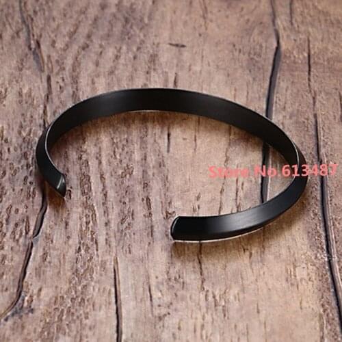 Newest Classic Black Stainless Steel Bracelet Women Mens Open Cuff Bangle Jewelry 57mm inner Xmas Gift Free Shipping