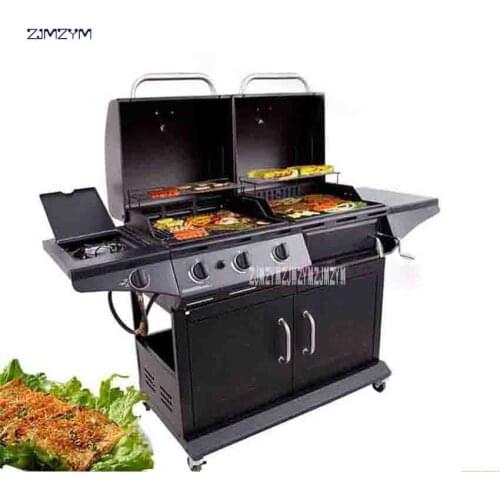 New BVQ8128 Outdoor Villa Courtyard Gas Charcoal Dual-use Barbecue Grill Household Commercial Barbecue Grill 10-20 People
