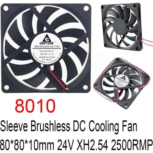 2Pieces Gdstime 80x80x10mm 8cm DC 24V PC Computer Case CPU Cooler Motor 80mm x 10mm 8010Brushless Cooling axial Fan