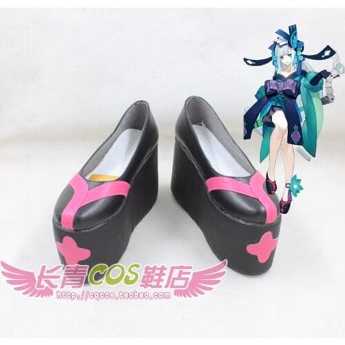 Onmyoji Aoandou Girls Thick Heel Black Daily Cosplay Shoes C006