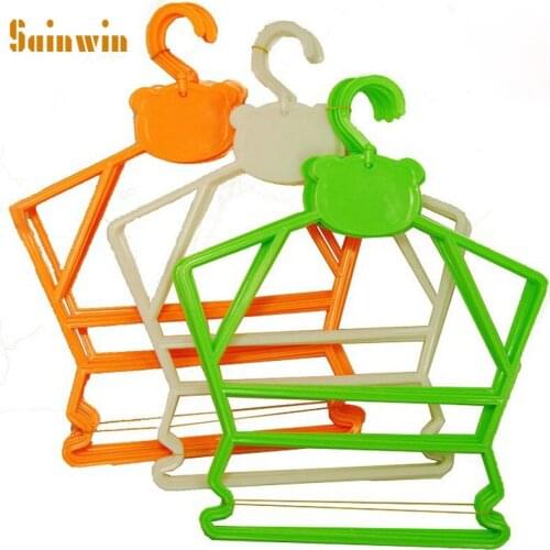 Sainwin 15pcs/lot Plastic Hangers Kids Baby Clothes Pegs Children Hangers For Clothes Conjoined Hanger
