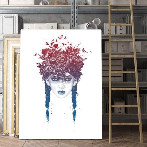 Simple Girl Modern Portrait Art Canvas Painting Scandinavian Wall Pictures for Living Room Cuadros Poster and Print Home Decor