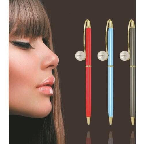 20pcs/lot Queens Pen Pearl Style Ballpoint Pen Metal Stainless Steel Material Students Office Stationery Gift OEM logo