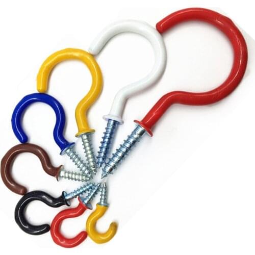 Self Tapping Covered Hook Plastic Mark Cup Kitchen Hanger Hangers Open Question Mark Hook 1/2 5/8 3/4 7/8 1 1-1/4 1-1/2 2