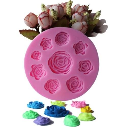 9 Holes DIY Round Shape Rose Flower Fondant Silicone Mold Craft Chocolate Baking Mold Cake Decorating Tools kitchen Pastry Tool