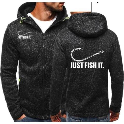 2020 Zipper Hoodies Men Just Fish It Fishing Angler Hook Bait&Tackle Preshrunk Fleece Jacket Fall Sweatshirts Women Mens Hoodie