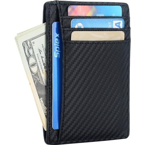 Slim RFID Blocking Leather Wallet Credit ID Card Holder Purse Money Case for Men Women 2021 Fashion Bag Business Wallet Money