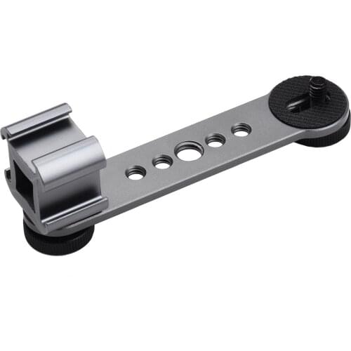 Triple Cold Shoe Mount Bracket Extension Bar with 1/4 Inch & 3/8 Inch Thread for Gimbal Stabilizer Tripod Camera Flash Light
