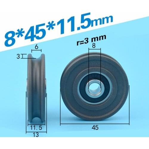 [U0845-11.5]Free shipping 10PCS NONSTANDARD 628ZZ covered plastic bearing Nylon Roller wheel for window door 8*45*11.5mm