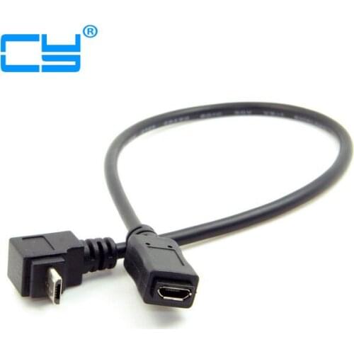 Up Direction 90 Degree Angled Micro USB 2.0 5Pin Male to Female Extension Cable for Cell Phone Tablet