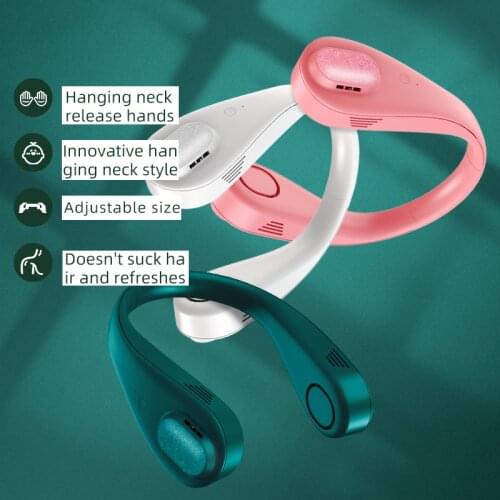 Lazy man hanging neck fan quiet outdoor sports USB small fan no leaf hanging neck electric fan Mini