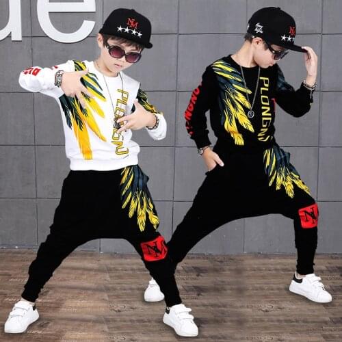 2019 Spring Childrens Clothing Big Boy Spring Clothing Boy Hip Hop Hip-hop Set Childrens Sweater Two-piece