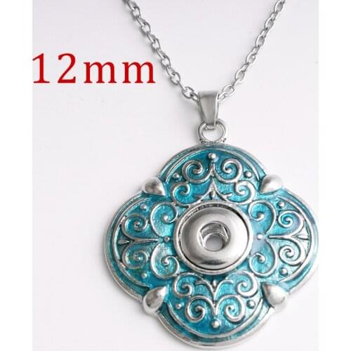 Vintage Bohemia blue 12mm snap button Necklace jewelry NC6512