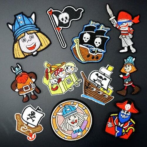 Pirate Boat Embroidered Patch for Clothing Iron on Sew Applique Cute Fabric Clothes Shoes Bags DIY Decoration Patches