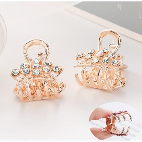 WYBU Six Color Shiny Rhinestone Crown Hair Claws Gift For Women Rose Gold Plated Hairpins Color Hair Clip Girl Headwear Jewelry