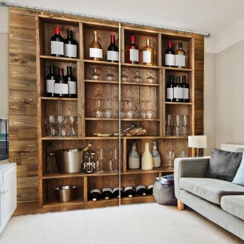 Blackout Living Room Curtain Wine Cabinet Curtains For Bedroom Window Home Decor Brown Cortinas