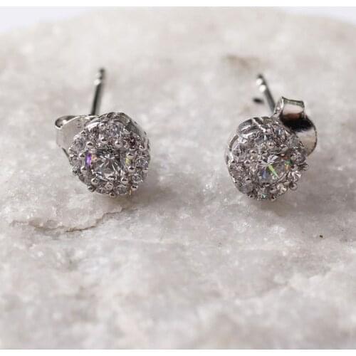 Women Handmade Circle Diamond Zircon Earring, Handmade 925Silver Woman Zircon Earring,Handmade Zircon Women Earring
