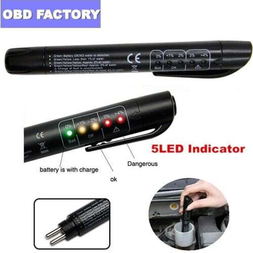 Brake Fluid Tester Pen With 5 LED Car Auto Vehicle Tools Mini Brake Fluid Liquid Tester Oil Quality Check Pen Diagnostic Tool