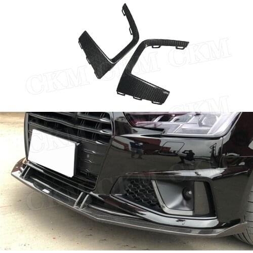 Dry Carbon Fiber Front FogLight Frame Head Bar Fog lampshade Trim Cover For Audi A4 S4 2019 Car Styling